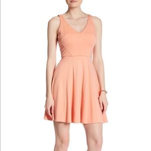ABS Allen Schwartz Peach Orange Fit n Flare dress
